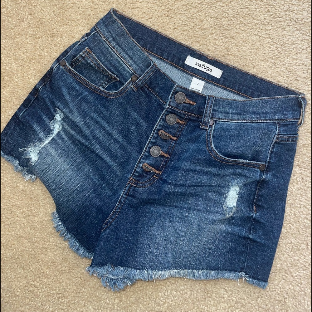 Button High Rise Shorts - Size : 2
